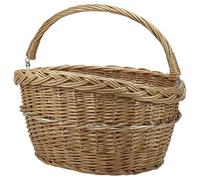 Cesta delantera con clips trenzados Klickfix de mimbre 18l marrón con asa 40x32