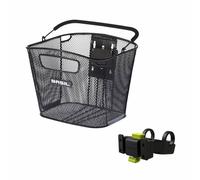 Cesta delantera de acero con diseño de panal Basil Bold en negro (28x34x26 cm)