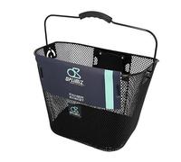 Cesta delantera de acero con diseño de panal de abeja Newton negro con clips de