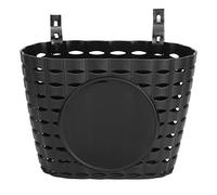 Cesta delantera de bicicleta negra, bolsa de almacenamiento colgante de plástico grueso, accesorio para bicicletas infantiles, diseño de drenaje, duradero y resistente a los golpes