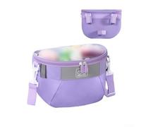 Cesta delantera impermeable para niños, bolsa para manubrio para triciclos, bicicletas de equilibrio, scooters, construcción de tela con correa de hombro desmontable (morado)