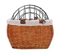 Cesta Delantera para Bicicleta Cesta para Mascotas Cesta de Manillar Cesta de Transporte Ratán Tejido a Mano Y Cubierta Metálica Adecuada para Rutas C, Naranja
