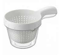 Cesta Drenaje Doble 2 en 1 con Asa 19cm PP(White) | 2 en 1, cesta superior malla para fina, base inferior transparente, asa integrada, 19cm compacto