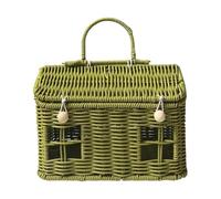 Cesta En Forma De Casa: Linda Decoración Tejida, Pequeña Y Multiusos, Con Asa Y Tapa, Linda Cesta De Picnic, | Tejer para la familia Niños Pascua Playa al aire libre Recogiendo frutas Verduras Huevo R