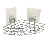 Cesta esquinera reutilizable de plástico resistente con diseño optimizado, ideal para maximizar espacio en cocinas y baños.
