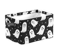 Cesta fantasma rectangular espeluznante cesta de Halloween lindo organizador de almacenamiento para niños con asa decoración de habitación para fiestas de Halloween, contenedores de almacenamiento de