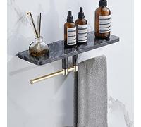 Cesta flotante de mármol para ducha con estante de almacenamiento de cobre, montado en la pared, para toallas, cosméticos y botellas de condimentos, color negro, 40 cm