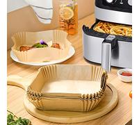 Cesta Freidora Aire Papel Antiadherente Revestimiento Desechable, Papel Pergamino Cuadrado Sin Perforar Para Hornear, Asar y Microondas