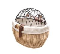 Cesta frontal de ratán para bicicletas con tapa, cesta de almacenamiento para manillar de bicicleta con correa de sujeción, cesta tejida ajustable