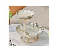 Cesta Frutero de dos niveles for encimera de cocina, cesta de frutas de varios niveles, cuencos de cerámica modernos con soporte de metal, expositor de frutas multicapa for postres. tazón(Grey,L)