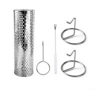 Cesta giratoria de acero inoxidable, jaula de barbacoa de tambor redondo con gancho y tenedor, escupida giratoria portátil para cocinar con calor uniforme, cilindro de parrilla para barbacoa de