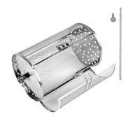 Cesta giratoria para barbacoa, cesta giratoria de acero inoxidable, cesta para freidora de aire para camping, cesta para tostar café, cesta para patatas fritas, para hornear frutos secos