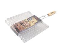 Cesta giratoria para barbacoa con mango de madera, 28 x 28 cm