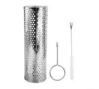 Cesta giratoria para parrilla circular de acero inoxidable con acceso a la puerta, accesorios ligeros para cocinar al aire libre, 9 x 8 pulgadas, 9 x 12 pulgadas, juego de parrilla portátil (XL)