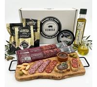Cesta Gourmet de Ibéricos - Caja Regalo con Chorizo y Salchichón Julián Martín, Crema Morcilla Iberitos, Aceite AOVE Madroliva y Picos Obando, Detalle Especial de Navidad (Cesta Nº2)