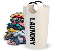 Cesta grande de 90 L, bolsa de lavandería plegable, cesta de ropa alta independiente, contenedor de lavado plegable (blanco)