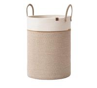 Cesta Grande De Almacenamiento De Cuerda De Algodón Tejida para La Ropa Sucia con Asas, Ideal para Toallas Y Mantas, Organizador De Decoración del Hogar, White & Desert （58L） W 38 × H 50