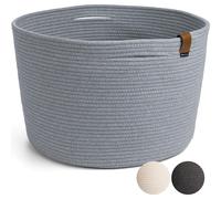 Cesta grande para mantas DENJA & CO para sala - Cestas tejidas decorativas para guardar cosas | Cestas grandes de cuerda de algod n para mantas,