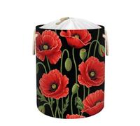 Cesta grande para ropa sucia, 58 L, diseño floral de amapola, plegable, para mantas, juguetes de niños, ropa sucia, cesta alta para cuarto de bebé, para baño, decoración de dormitorio, cesta de regalo
