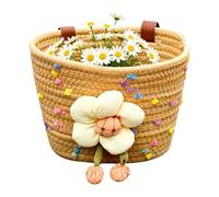 Cesta Infantil Para Bici Flor Afelpada Tejida A Mano Con Cuerda De Algodón