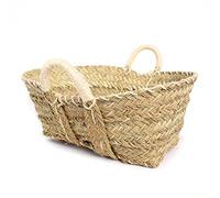 Cesta Leñero de Esparto Artesanal MUY Resistente, Ecologica y Duradera - Cesta Mimbre esparto Ideal decoración Chimeneas - Cesto para Leña Transportar y Guardar Mimbre Mediana 55 x 18 x 18 cm