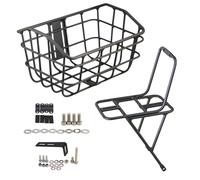 Cesta metálica delantera para bicicleta - 13,78 x 9,84 x 8,07 incluye portaequipajes robusto de liberación rápida | Estante de almacenamiento para manillar de carga | Montaje preciso Compras para