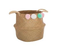 Cesta multiusos atmosphera infantil mimbre pompones (34 x 28 x 34 cm) 34 cm