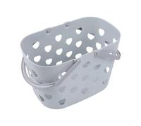 Cesta organizadora de baño de plástico con asa, apilable, hueco, bolsa de almacenamiento para champú, artículos de tocador, artículos esenciales de cocina, 24 x 17 x 16 cm, para gimnasio en casa