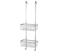 Cesta organizadora de ducha tesa Aluxx, aluminio cromado brillante, ganchos para colgarla de la puerta de la ducha, 750 x 250 x 163 mm