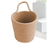 Cesta organizadora montada en la pared, 14 x 14 cm, almacenamiento compacto, hecho a mano, de cuerda de algodón, cesta de ahorro de espacio para cocina, baño, dormitorio, cesta con soporte grande