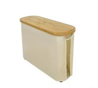 Cesta organizativa de papel higiénico con tapa para uso en el baño con estructura plegable y mezcla de materiales naturales (beige)