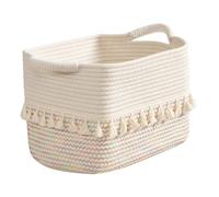 Cesta Para Almacenamiento - Borlas Rústicas Decorativas - Cesta De Almacenamiento Tejida En Algodón Para Estantería - Para Sala de Lavandería Baño Dormitorio Residencia Juguetes Mantas Toallas Libros