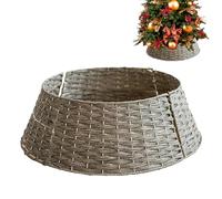 Cesta para árbol de Navidad, Collar de árbol de Mimbre de plástico de 4 Paneles, Falda Reutilizable Redonda Vintage para árboles Artificiales de 25, 6 Pulgadas de diámetro Inferior