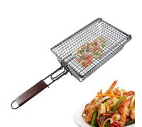 Cesta para barbacoa, accesorios para barbacoa, cestas antiadherentes para barbacoa al aire libre, cesta para barbacoa con mango plegable, accesorios para barbacoa, verduras, gambas, pollo asado