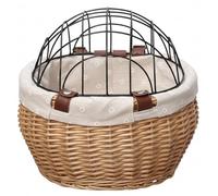 Cesta para Bicicleta para Perros - Portabicicletas Seguro con Cubierta para Perros pequeños y Gatos, Cesta de ratán para Mascotas y Almacenamiento, 12 x 10 x 8 Pulgadas, Porta