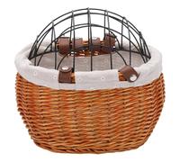 Cesta para Bicicleta para Perros, transportador de Mascotas de Sauce Natural con Almohadilla y Cubierta extraíbles, Cesta Segura para Bicicletas para Perros, Soporte Frontal para Manillar, marrón, TR