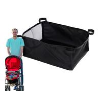Cesta para cochecito a prueba de derrames, organizador plegable de gran capacidad, inferior de malla, almacenamiento de equipo de viaje, para playa, camping, viajes, al aire libre, caminar