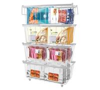 Cesta para Congelador, 3 Organizadores Arcon Congelador 37.2 * 18.8 * 14cm Cesta para Congelador Horizontal con Asas Fondo Antideslizante Cestas de Almacenamiento para Frigorífico, Armario (4 Blanco)