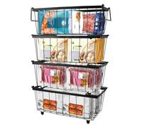 Cesta para Congelador, 3 Organizadores Arcon Congelador 37.2 * 18.8 * 14cm Cesta para Congelador Horizontal con Asas Fondo Antideslizante Cestas de Almacenamiento para Frigorífico, Armario (4 Negro)