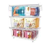 Cesta para Congelador Horizontal con Asas Fondo Antideslizante - 3 Organizadores Arcon Congelador 37.2 * 18.8 * 14cm - Cestas de Almacenamiento para Frigorífico, Armario (3 Blanco)