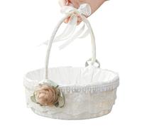 Cesta para Damisela - Organizador romántico plegable con asa - Cesta de la dama blanca, para boda, baño, organización, exterior, Pascua y picnic, niño, interior y cocina
