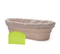 Cesta para fermentar pan, Tamaños múltiples del color de madera la rota las cestas prueba pan con el raspador masa trazador líneas paño(Oval 35x14x7)