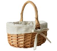 Cesta para flores, cesta de mimbre de 7, 9 x 6, 7 x 4, 33 pulgadas tejida para niña de flores con asa y forro de tela, sauce rústico para, frutas, dulces, picnics, bodas, cumpleaños, sauce