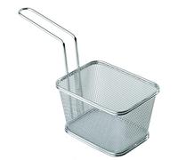 Cesta para freír de acero inoxidable para servir en miniatura para patatas fritas, anillos de cebolla, etc., cesta de aperitivos de acero inoxidable, 13 x 10,5 cm, altura: 9 cm, mango 13,5 cm