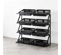 Cesta para frutas y verduras para cocina, estante organizador de despensa, soporte de suelo, expositor para frutas tiendas minoristas, adecuado para la organización de la cocina(Black,4-tier)