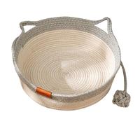 Cesta para gatos de cuerda tejida resistente al desgaste, cama con pelota de juego, nido lavable para dormir para mascotas de interior de menos de 7, 5 kg, cama rascadora de mimbre para gatos.