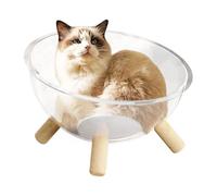 Cesta para gatos - Nido de sueño para gatos con base de madera, cúpula transparente accesorios pequeño animal espacio actividad descanso juego relajación