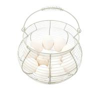 Cesta para huevos de gallina | Estantería vintage para almacenamiento | Con mango de alambre metálico para huevos, para encimera de cocina, granja, jardín, fruta, verdura, Pascua, Navidad