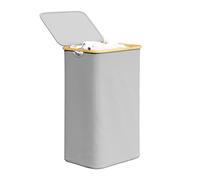 Cesta para la colada SpaceAid con tapa, cesta grande y alta de 110 L con asas de bambϊ, cesta plegable para la colada para dormitorio, baρo, dorm