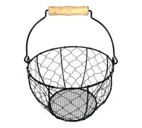 Cesta para la recogida de huevos, cesta de 20 x 12 cm, fundas versátiles | Contenedor de almacenamiento de alambre de hierro con asa, soporte para huevos para mostrador, verduras de frutas, colección